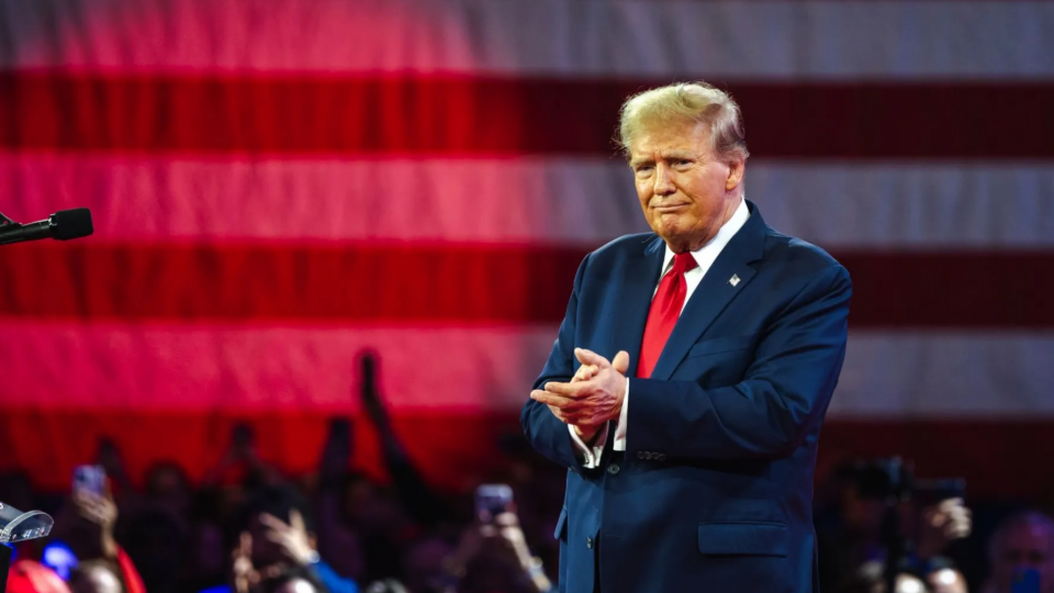 Donald Trump speaks at a campaign event in Maryland