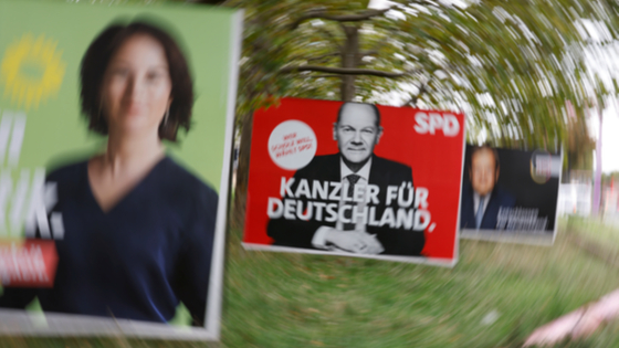 Election posters of Germany’s top candidates for chancellor