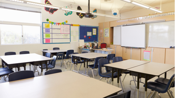 An empty school classroom