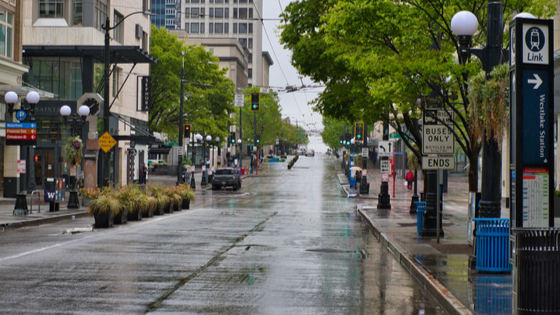 Empty Seattle street amid COVID-19