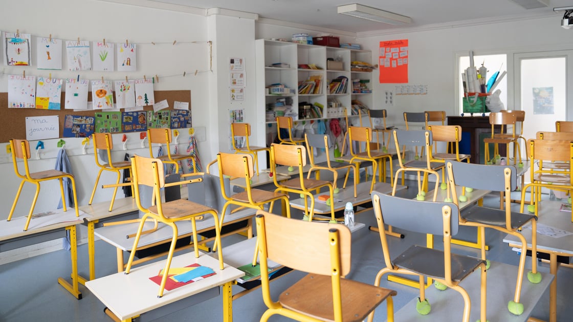 Empty classroom in France