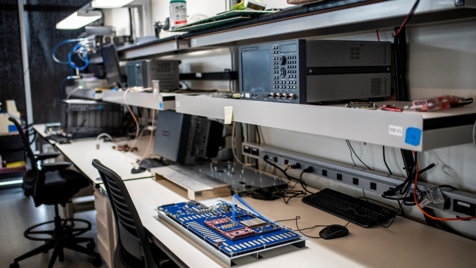 Equipment for testing recently launched Amazon artificial intelligence processors that aim to tackle Nvidia and the chips made by the other hyperscalers such as Microsoft and Google are seen at an Amazon lab in Au