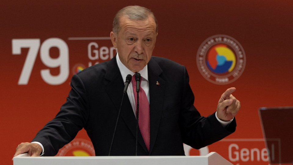 Erdogan addresses the annual general meeting of the Union of Chambers and Commodity Exchanges after winning Sundays presidential election runoff in Ankara