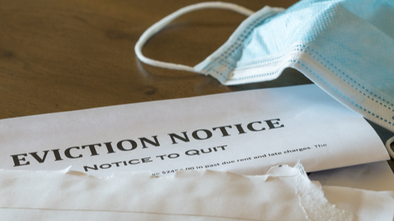 Eviction notice and face mask