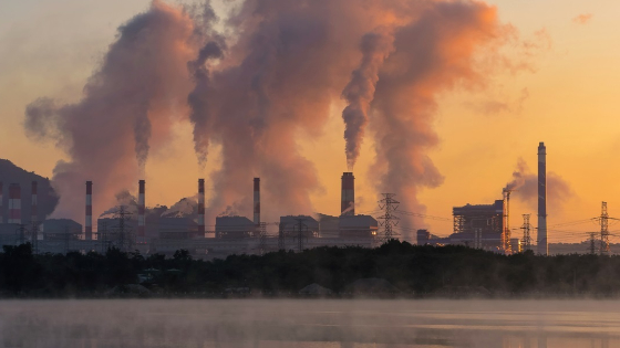 Factory smokestack pollution
