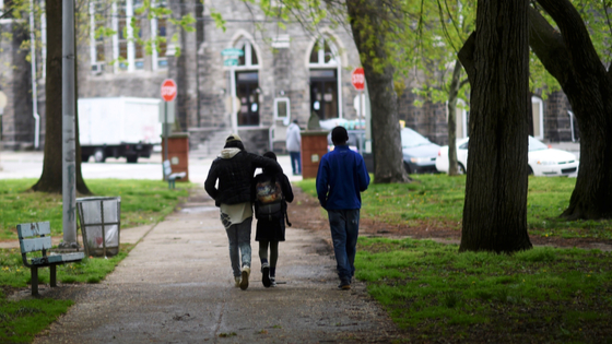 Family walking home from school