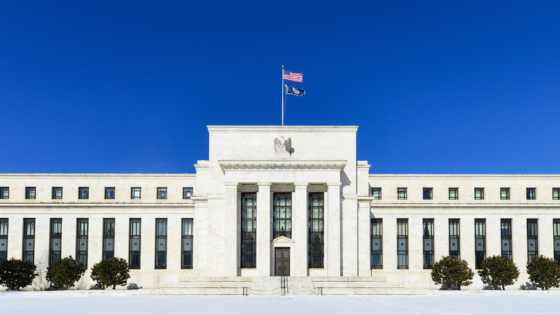 Federal Reserve building after snow