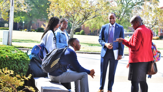 Fisk University students conversing on campus