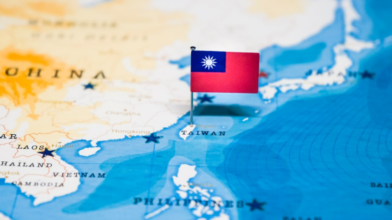 Flag of Taiwan on world map