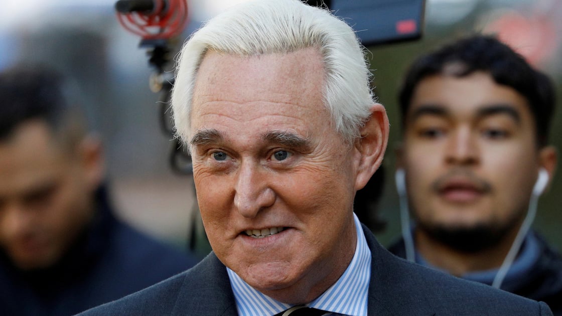 Former Trump campaign adviser Roger Stone arrives for his criminal trial at U.S. District Court in Washington