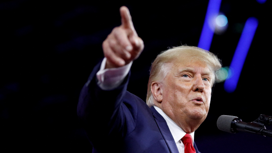 Former U.S. President Donald Trump gestures as he speaks during the Conservative Political Action Conference