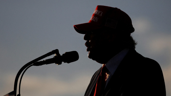 Former U.S. President Donald Trump speaks during a rally ahead of the midterm elections in Miami