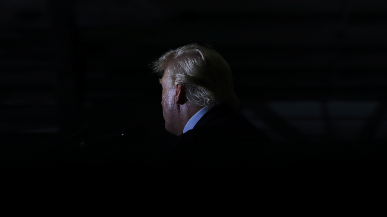 Former U.S. President Donald Trump speaks during a rally in Washington Township