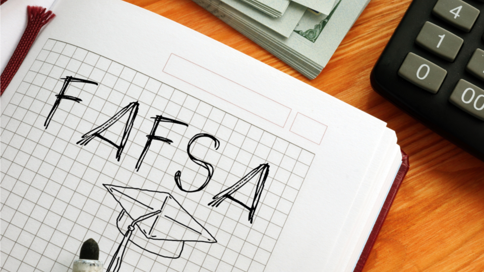 Free Appication for Federal Student Aid FAFSA is shown on a photo using the text