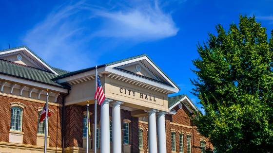 Front of a city hall building