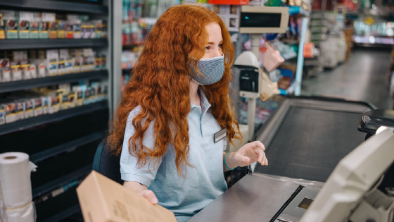 Grocery store checkout clerk