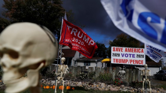 Halloween decorations and support for U.S. President Donald Trump