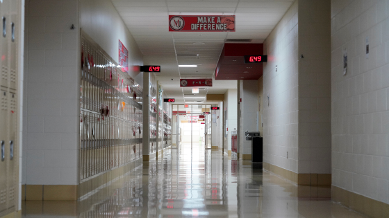 Hallways sit empty ahead of the statewide school closures in Ohio in an effort to curb the spread of the coronavirus