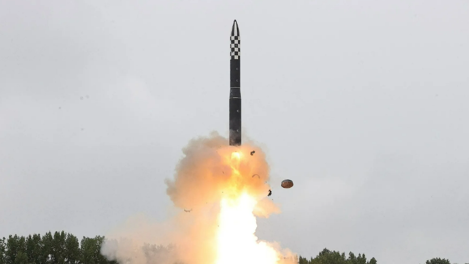 Hwasong-18 intercontinental ballistic missile is launched from an undisclosed location in North Korea