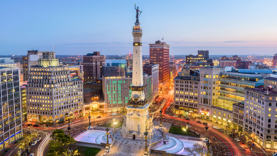 Indianapolis skyline over Monument Circle