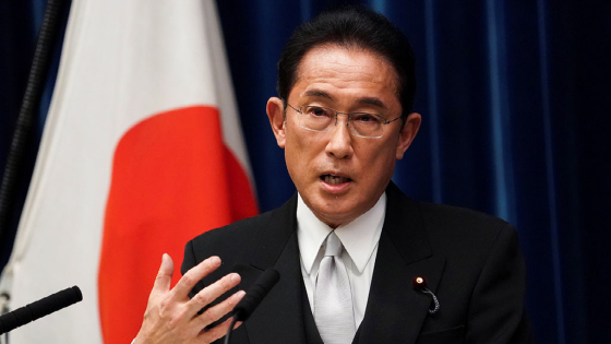 Japanese Prime Minister Fumio Kishida gives press conference