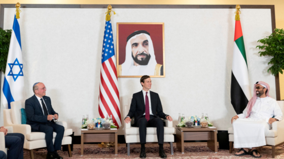 Jared Kushner attends a meeting in Abu Dhabi, United Arab Emirates.