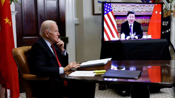 Joe Biden speaks virtually with Xi Jinping from the White House in Washington