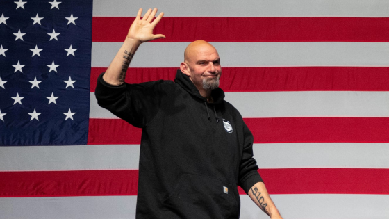 John Fetterman arrives to speak during his 2022 U.S. midterm elections night party in Pittsburgh