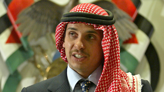 Jordanian Crown Prince Hamza bin Hussein delivers a speech to Muslim clerics and scholars