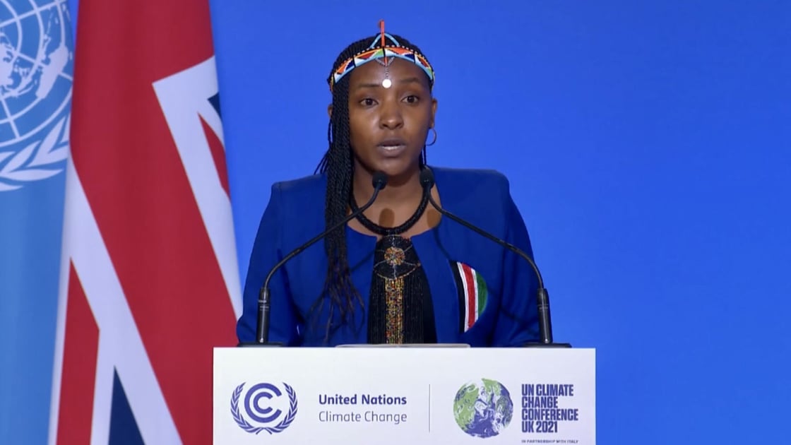 Kenya environmental advocate Elizabeth Wathuti speaks at the U.N. Climate Change Conference