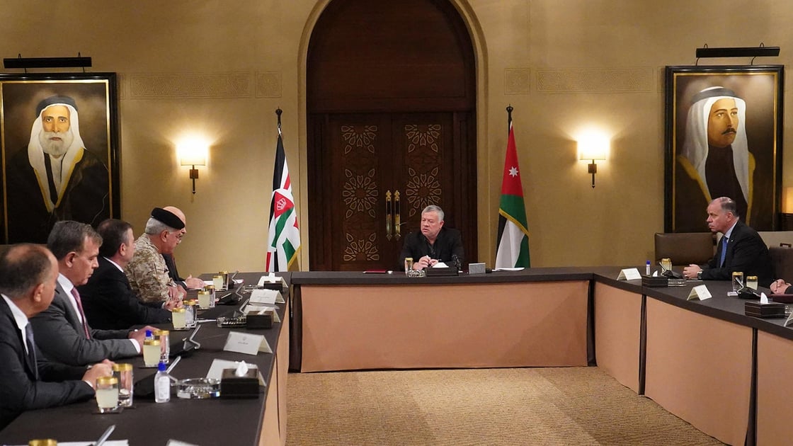 King Abdullah II of Jordan chairs a meeting to check measures regarding spreading of COVID-19 epidemic