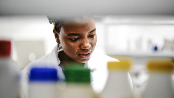 Lab worker in South Africa