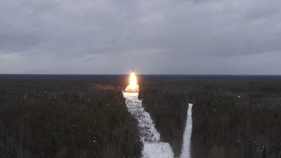 Launch of the Yars intercontinental ballistic missile at the Kura test site in Eastern Russia