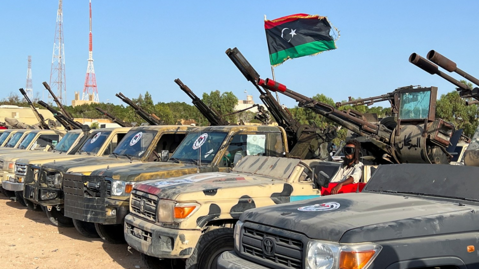 Members of the Misrata Military Council are seen during a military rally in Misrata, Libya.