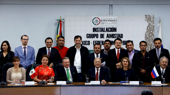 Mexican members of Congress pose with Russian ambassador in Mexico Viktor Koronelli