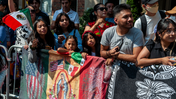 Mexican-Americans gather on Madison Avenue in New York