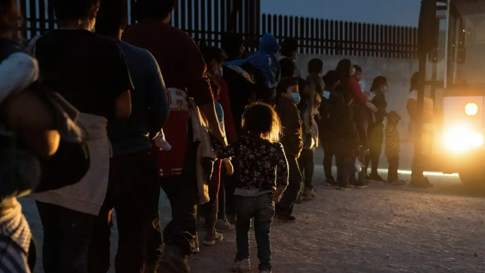 Migrants waiting for transportation