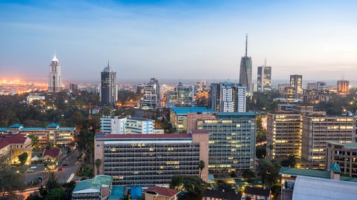 Modern Nairobi cityscape - capital city of Kenya, East Africa