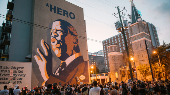 Mourners of the late Rep. John Lewis hold a vigil in his memory in Atlanta.