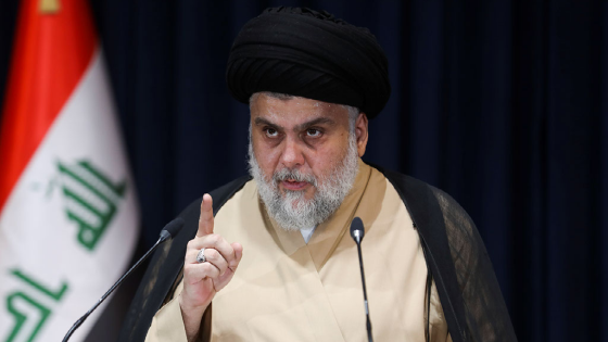 Muqtada al-Sadr speaks after preliminary results of Iraqs parliamentary election were announced in Najaf