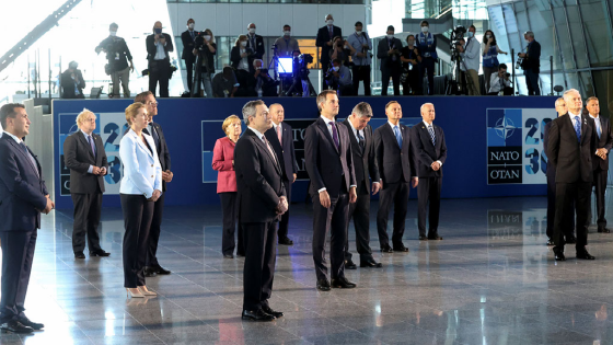 NATO leaders stand for group photo