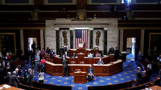 Nancy Pelosi presides over the House ahead of the final passage of a coronavirus relief package