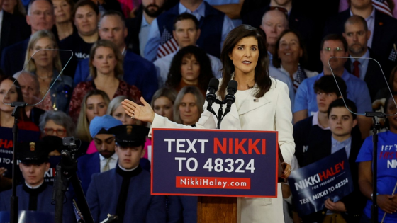 Nikki Haley announces her run for the 2024 Republican presidential nomination at a campaign event in Charleston