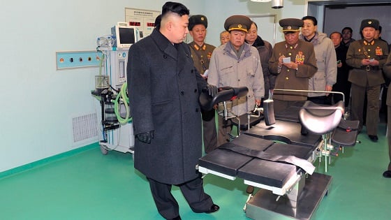 North Korean leader Kim Jong-Un visits the Taesongsan General Hospital.