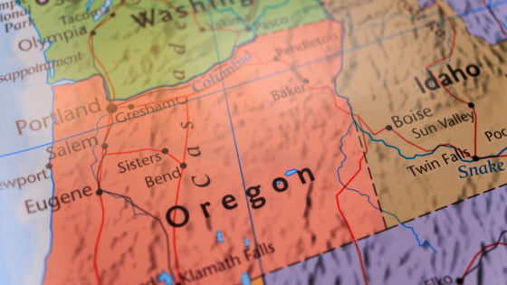 Oregon and Idaho shown on a U.S. map.