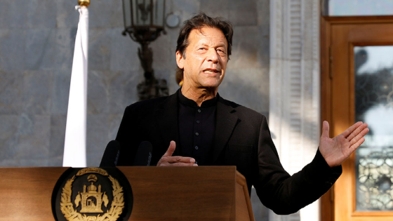 Pakistani Prime Minister Imran Khan speaks during a joint news conference with Afghan President Ashraf Ghani