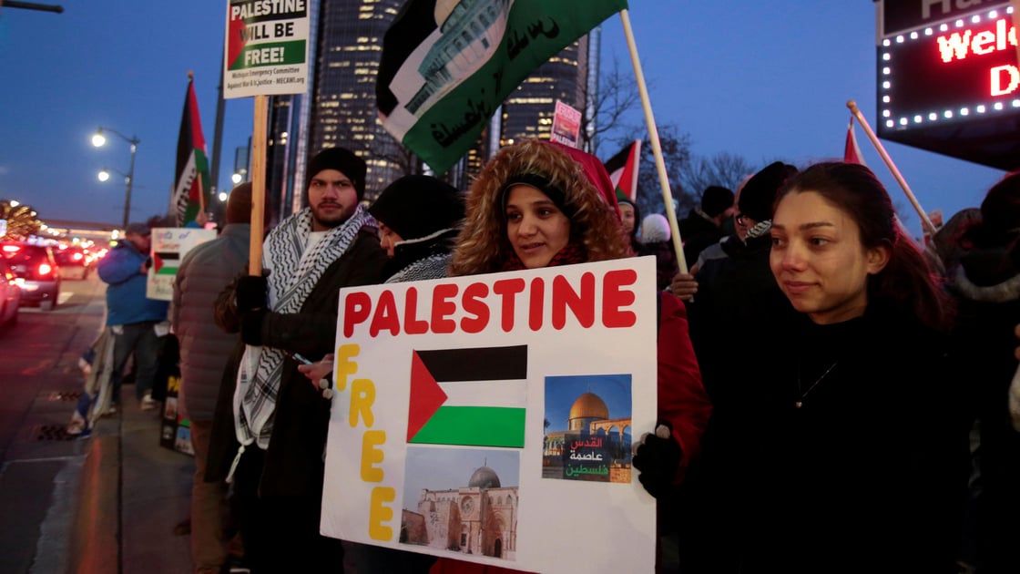 Palestinian Americans and supporters demonstrate against Trumps recognition of Jerusalem as Israels capital