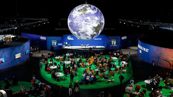 Participants rest in the Climate Action Hub during the sixth day of the COP26 UN Climate Change Conference