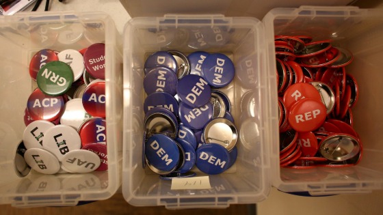 Party affiliation buttons