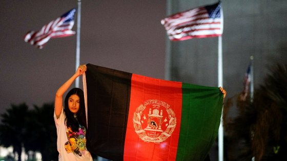 People attend a vigil for Afghanistan in Los Angeles